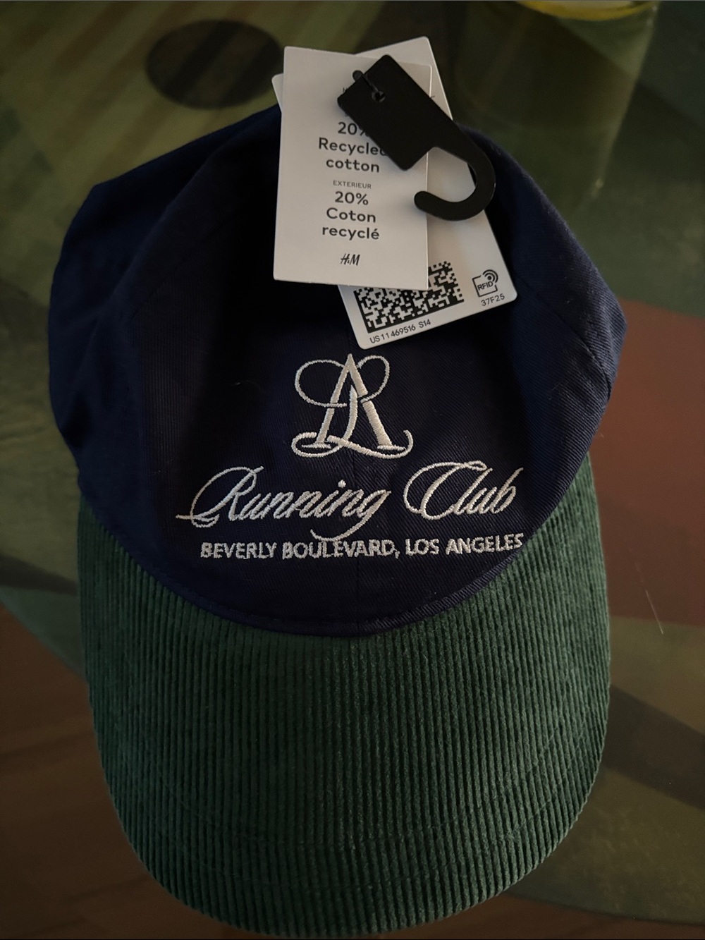 H&M Navy and Green Running Club Baseball Cap